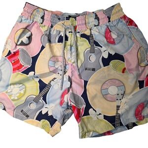 Vilebrequin Men's‎ Swim Trunks Shorts XL Music Record Guitar Print